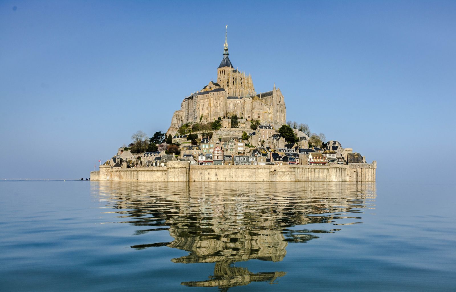 Mont Saint-Michel reflected in the bay